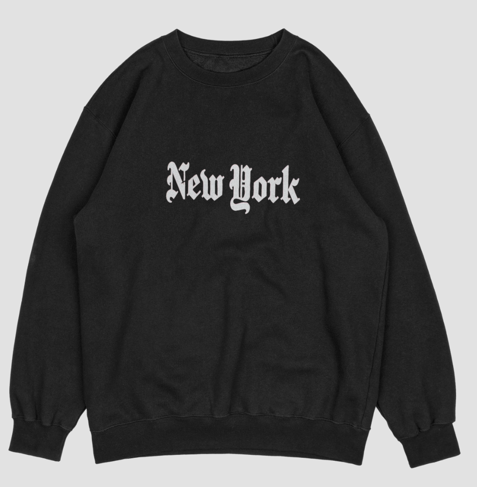 New York Sweatshirt in Old English Font