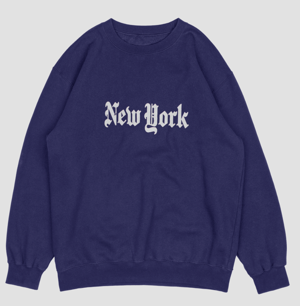 New York Sweatshirt in Old English Font